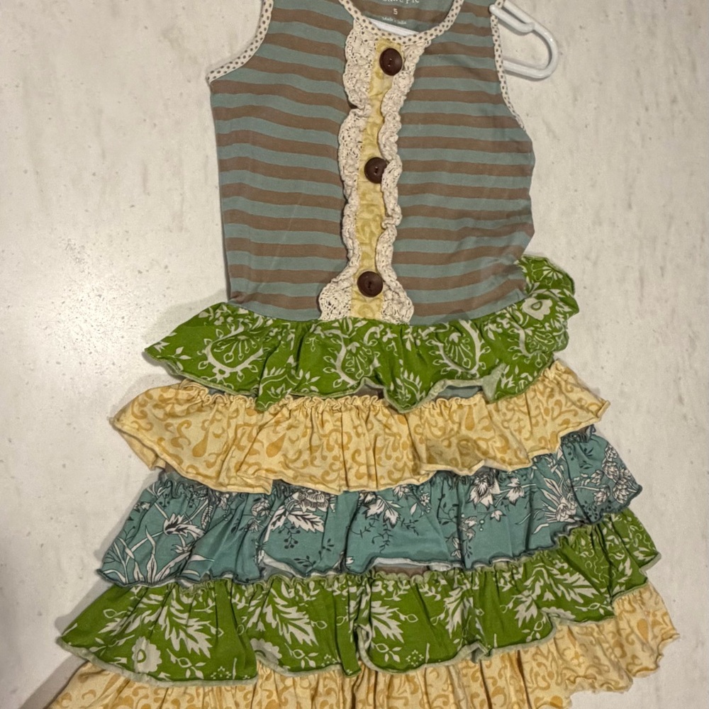Mustard Pie Brown and Blue Striped Dress